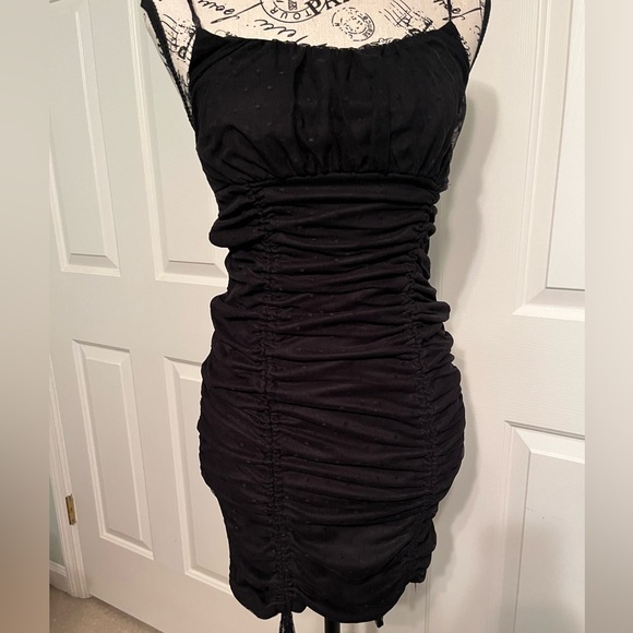 Live to Be Spoiled Black ruched Y2K grunge dress size medium - Picture 1 of 6